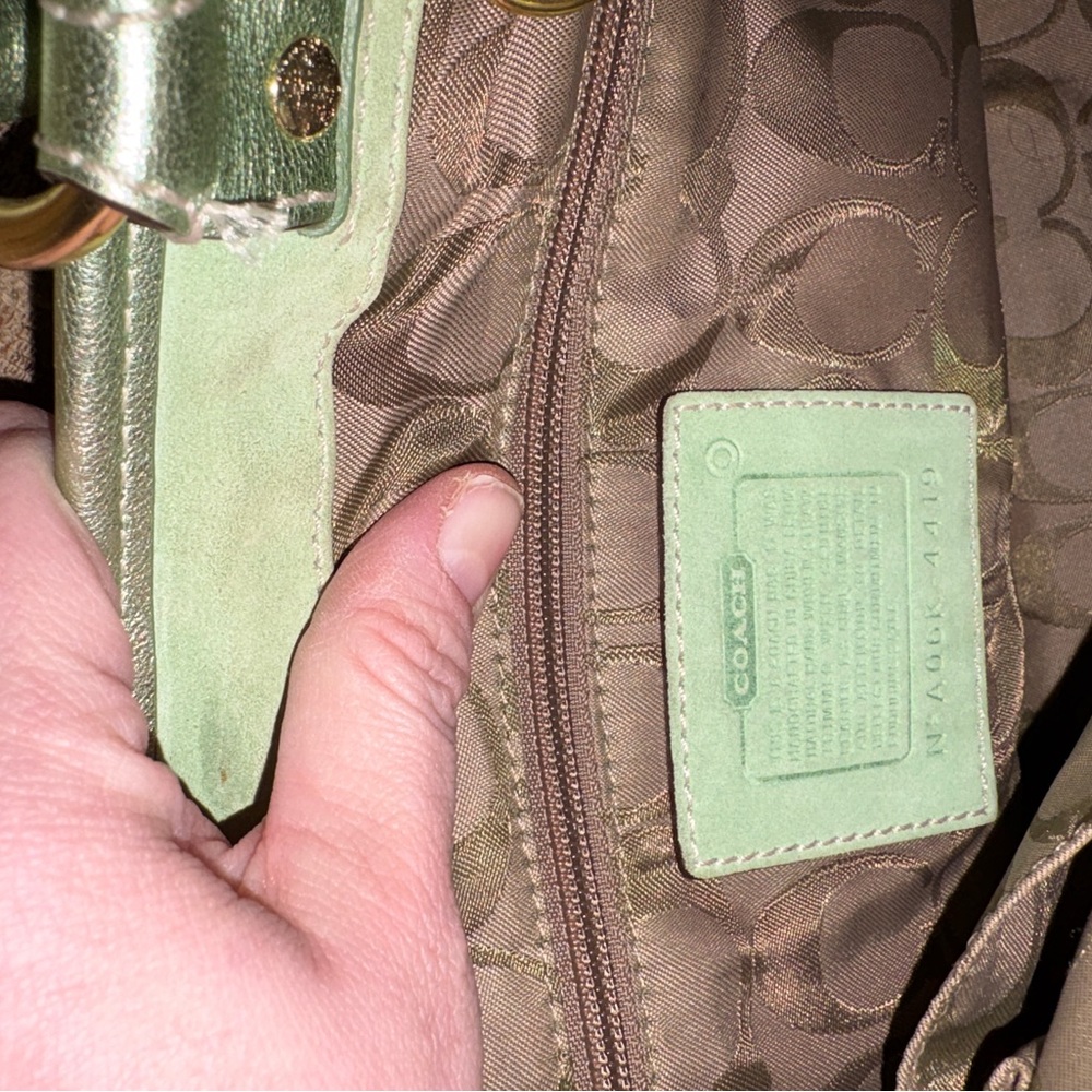 Coach Elegant Green and Tan Woven Women's Bag - Picture 9 of 10